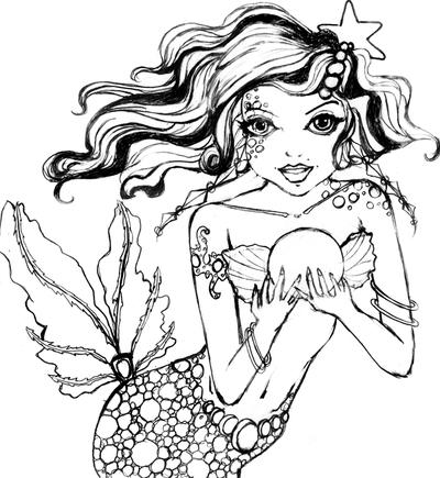 little mermaid line art